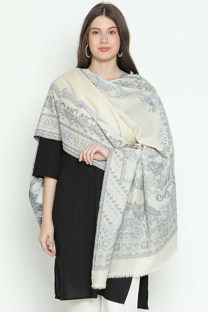 Off-White Wool Shawl by Shingora at Pernia's Pop Up Shop