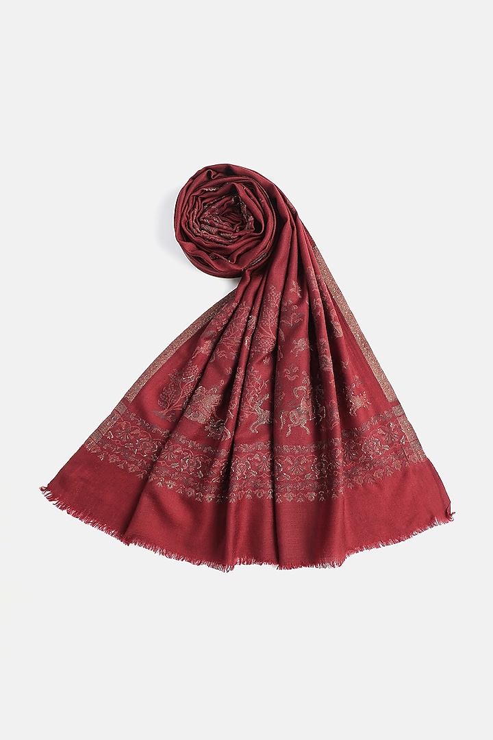 Dark Maroon Wool & Lurex Shawl by Shingora at Pernia's Pop Up Shop