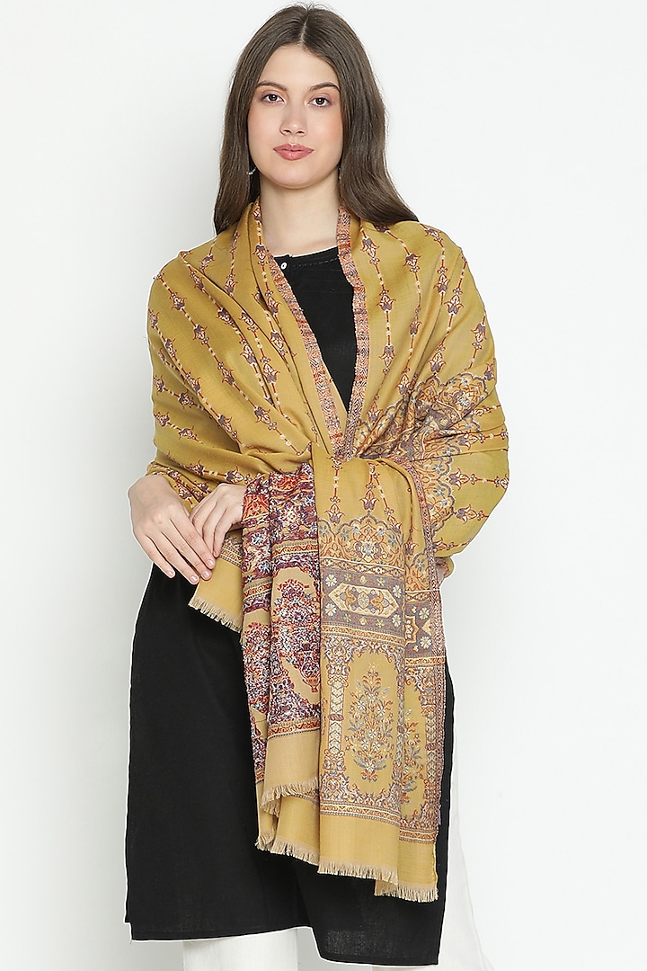 Mustard Wool & Lurex Shawl by Shingora at Pernia's Pop Up Shop