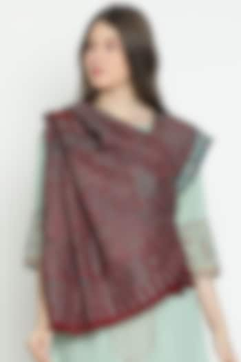 Dark Maroon Wool & Lurex Shawl by Shingora at Pernia's Pop Up Shop