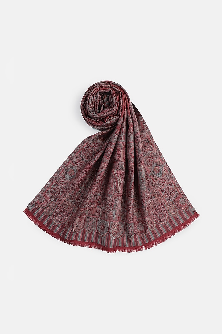 Dark Maroon Wool & Lurex Shawl by Shingora at Pernia's Pop Up Shop