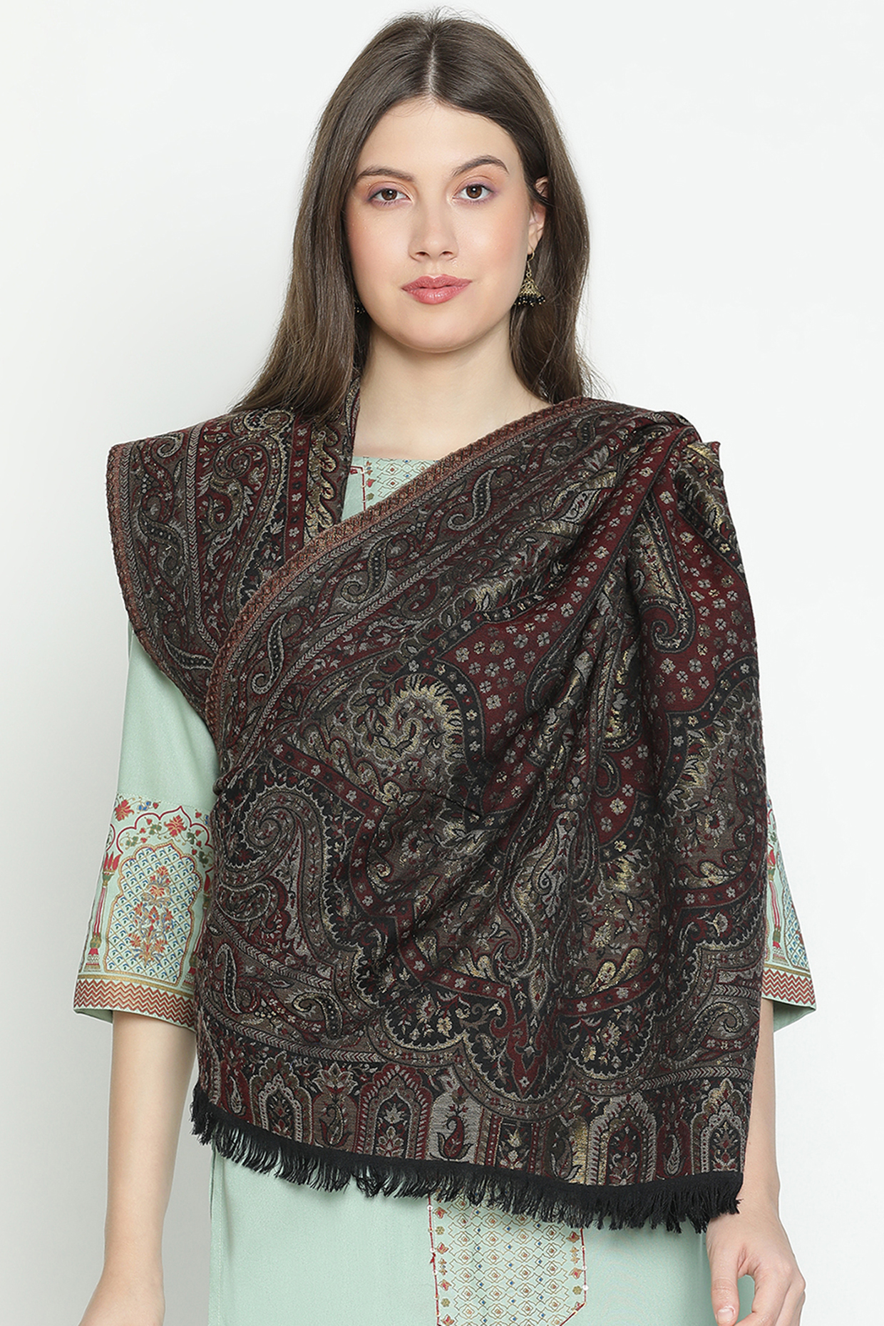Black Wool & Lurex Shawl by Shingora at Pernia's Pop Up Shop