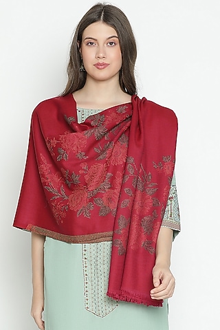 Fuschia Wool Shawl by Shingora