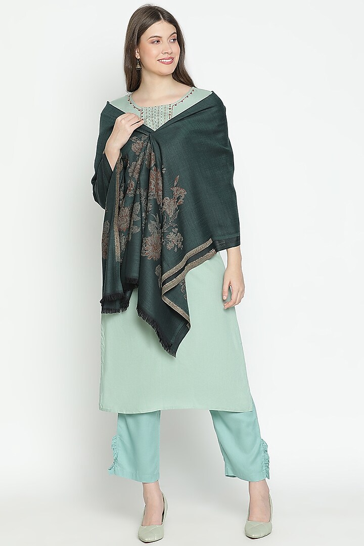Green Wool Shawl by Shingora at Pernia's Pop Up Shop
