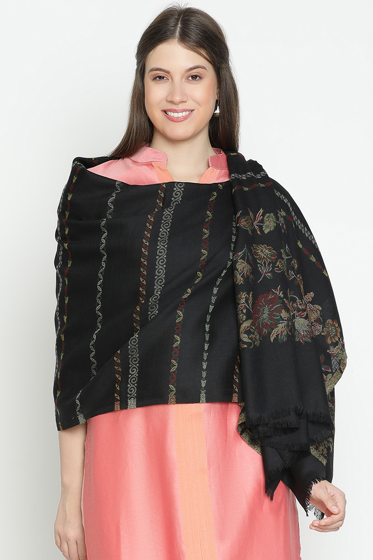 Black Wool Shawl by Shingora at Pernia's Pop Up Shop