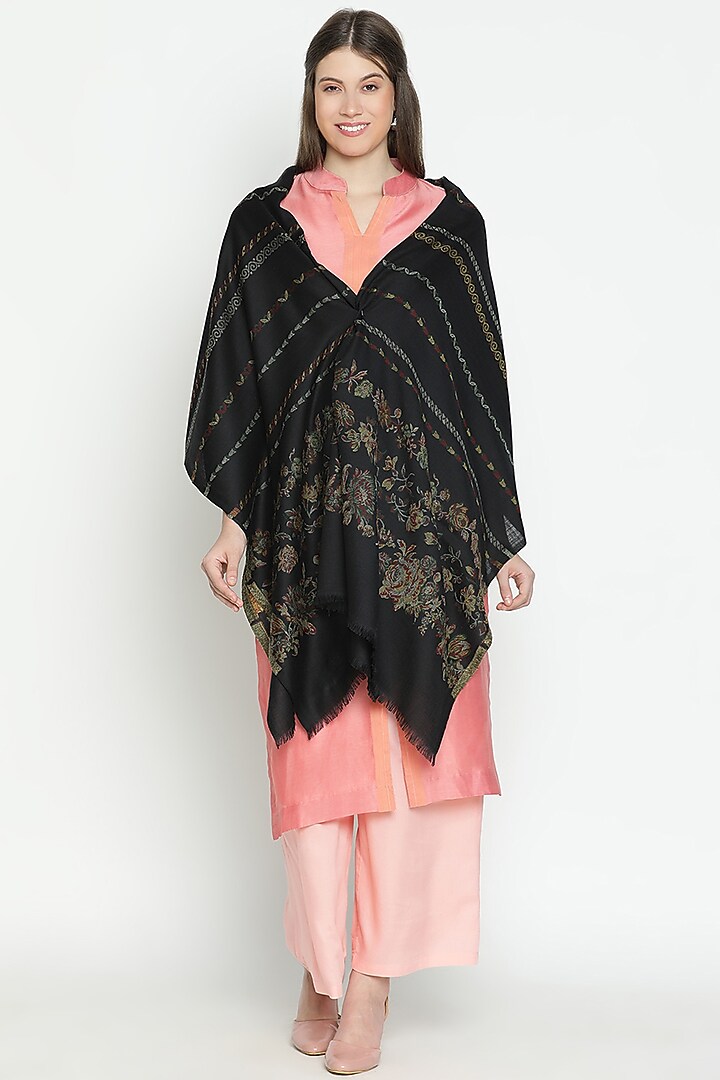 Black Wool Shawl by Shingora at Pernia's Pop Up Shop