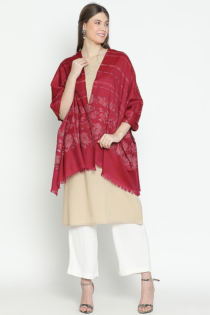 Fuschia Wool Shawl by Shingora at Pernia's Pop Up Shop