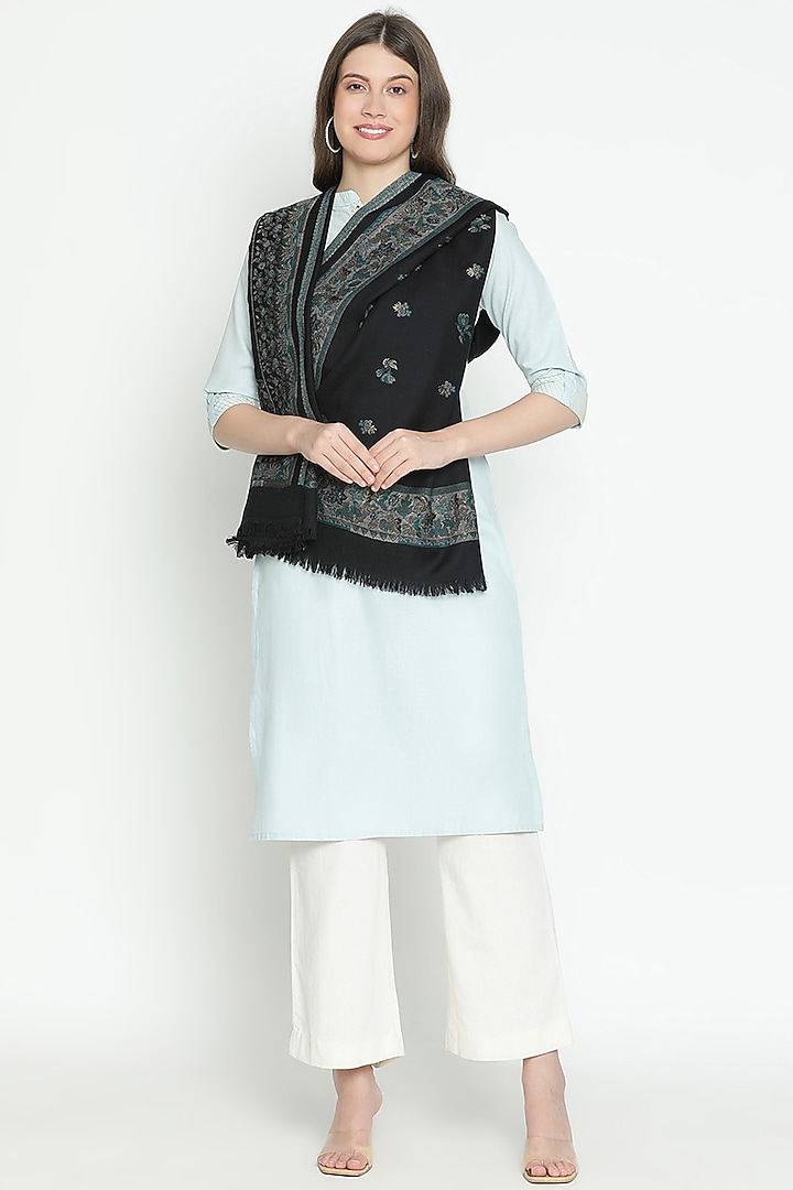 Black Wool & Lurex Shawl by Shingora at Pernia's Pop Up Shop