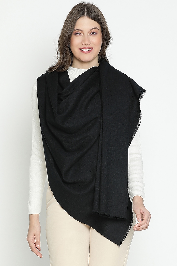 Black Wool Shawl by Shingora at Pernia's Pop Up Shop