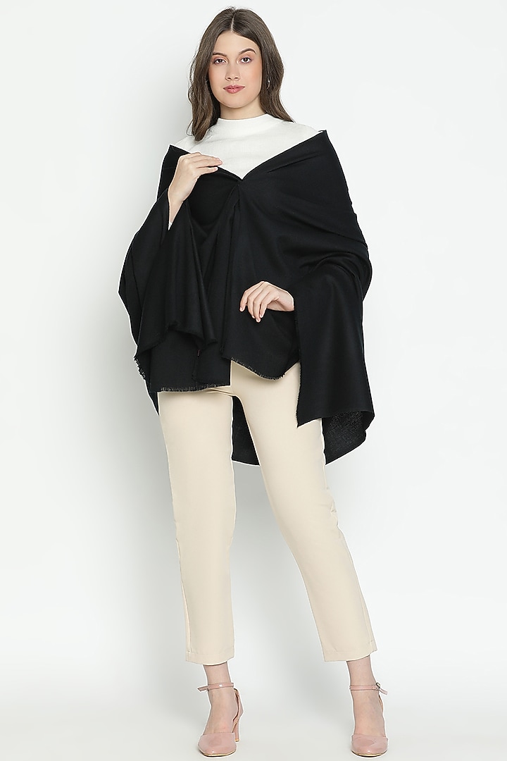 Black Wool Shawl by Shingora at Pernia's Pop Up Shop
