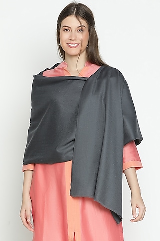 Grey Wool Shawl by Shingora