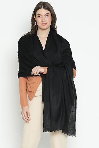 Black Merino & Angora Shawl by Shingora