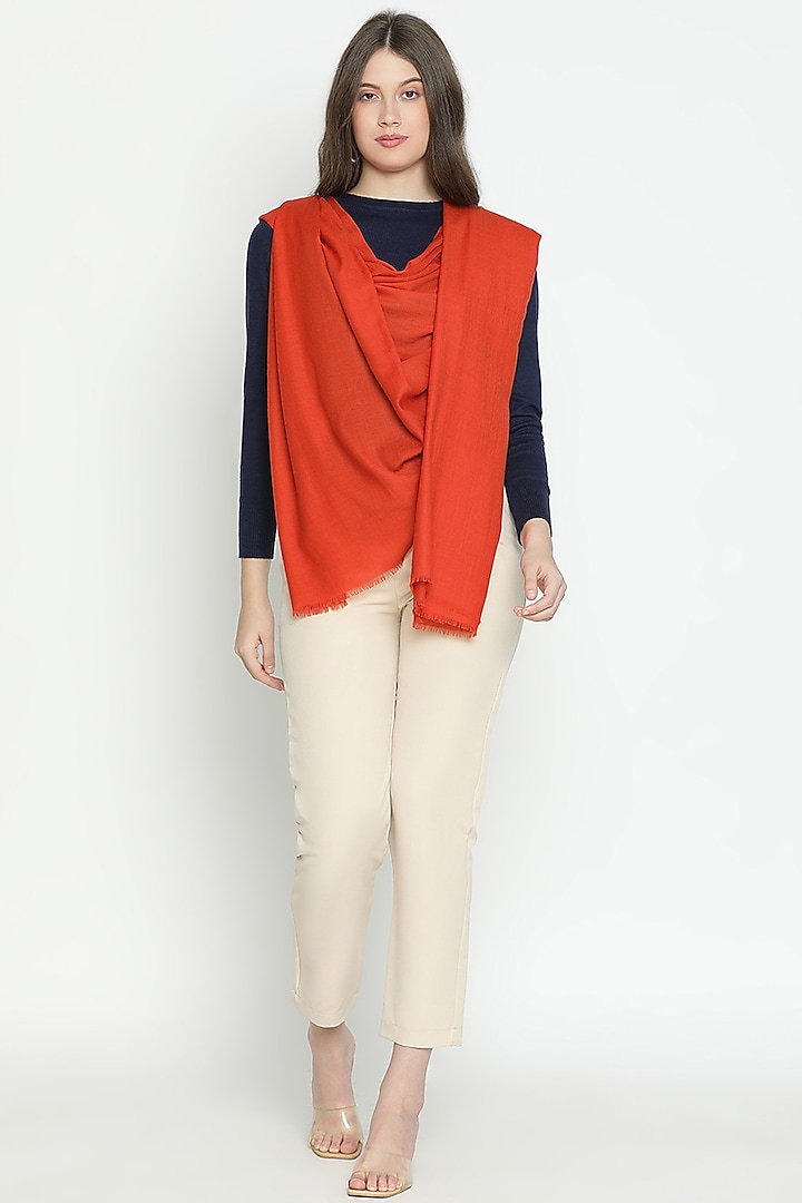 Rust Wool Shawl by Shingora at Pernia's Pop Up Shop
