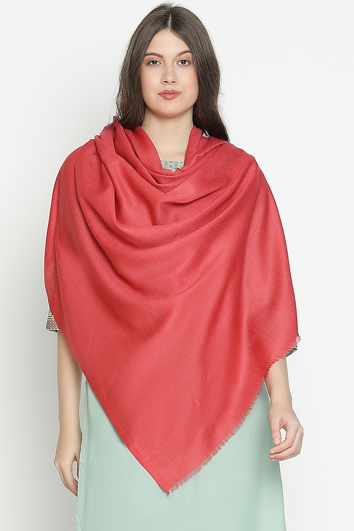 Peach Wool Shawl by Shingora at Pernia's Pop Up Shop