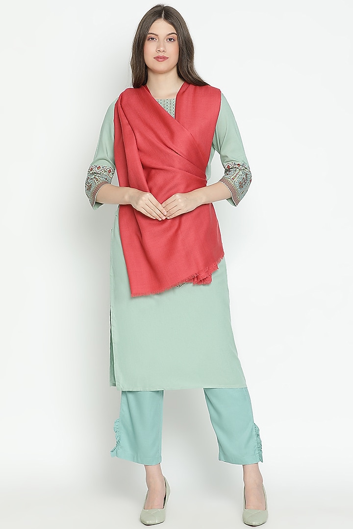Peach Wool Shawl by Shingora at Pernia's Pop Up Shop