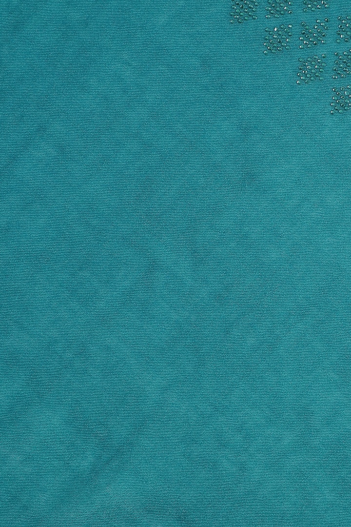 Turquoise Wool Swarovski Embroidered Shawl by Shingora at Pernia's Pop Up Shop