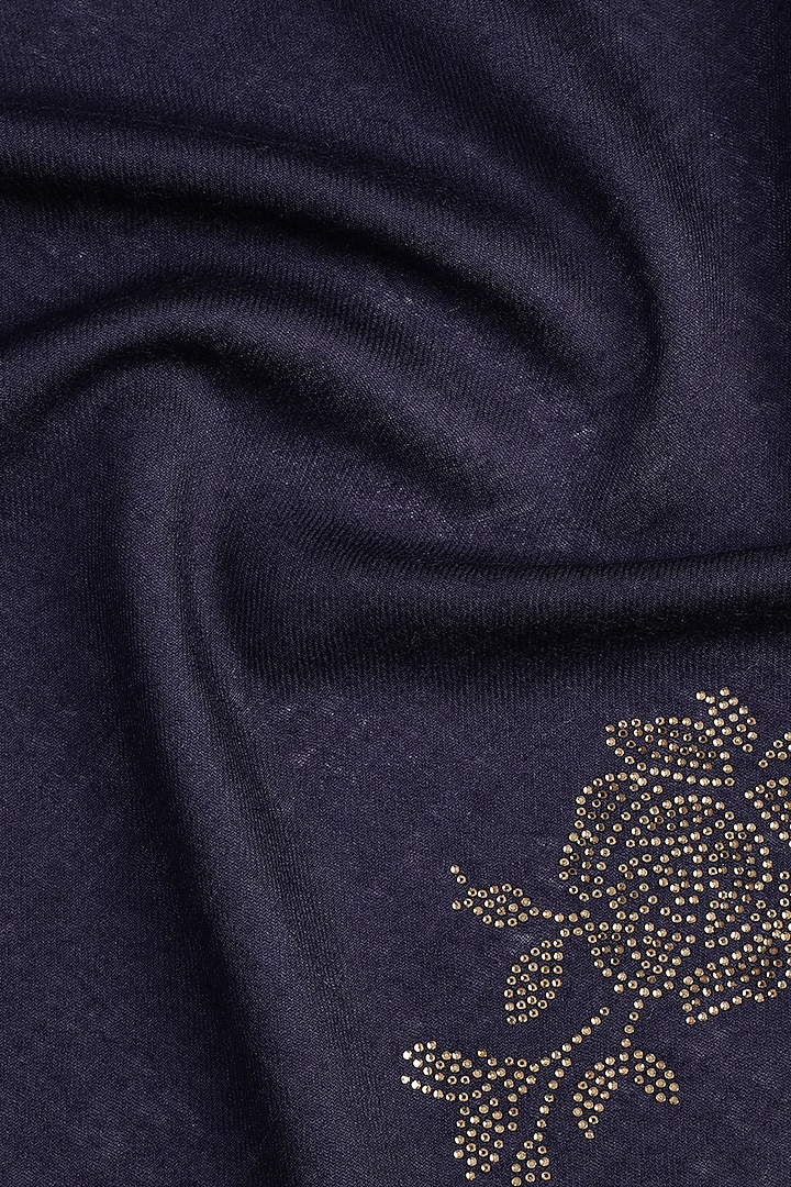 Navy Wool Swarovski Embroidered Shawl by Shingora at Pernia's Pop Up Shop