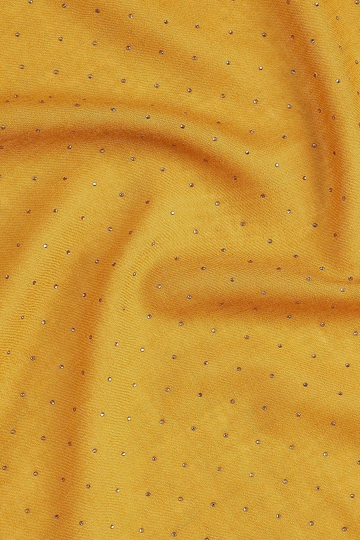 Mustard Wool Swarovski Embroidered Shawl by Shingora at Pernia's Pop Up Shop