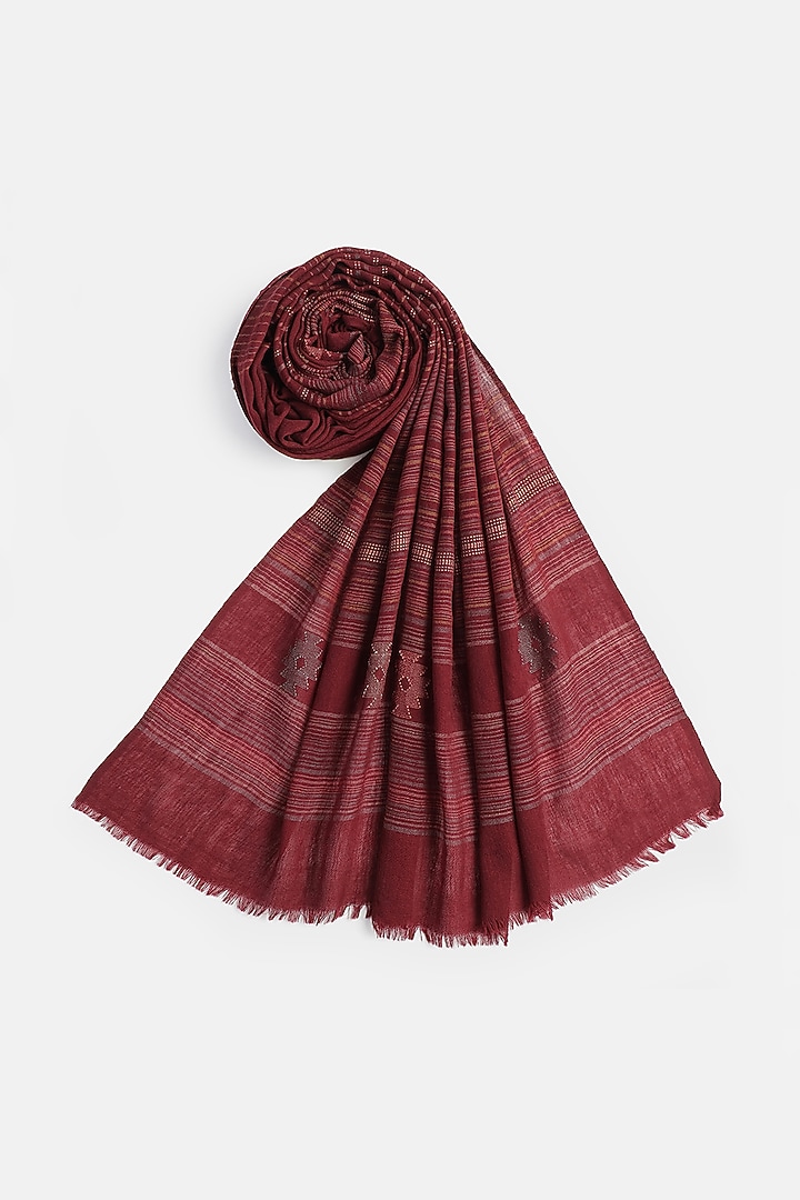 Dark Maroon Wool Shawl by Shingora at Pernia's Pop Up Shop