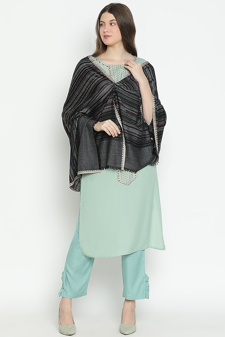 Black Wool & Lurex Shawl by Shingora at Pernia's Pop Up Shop
