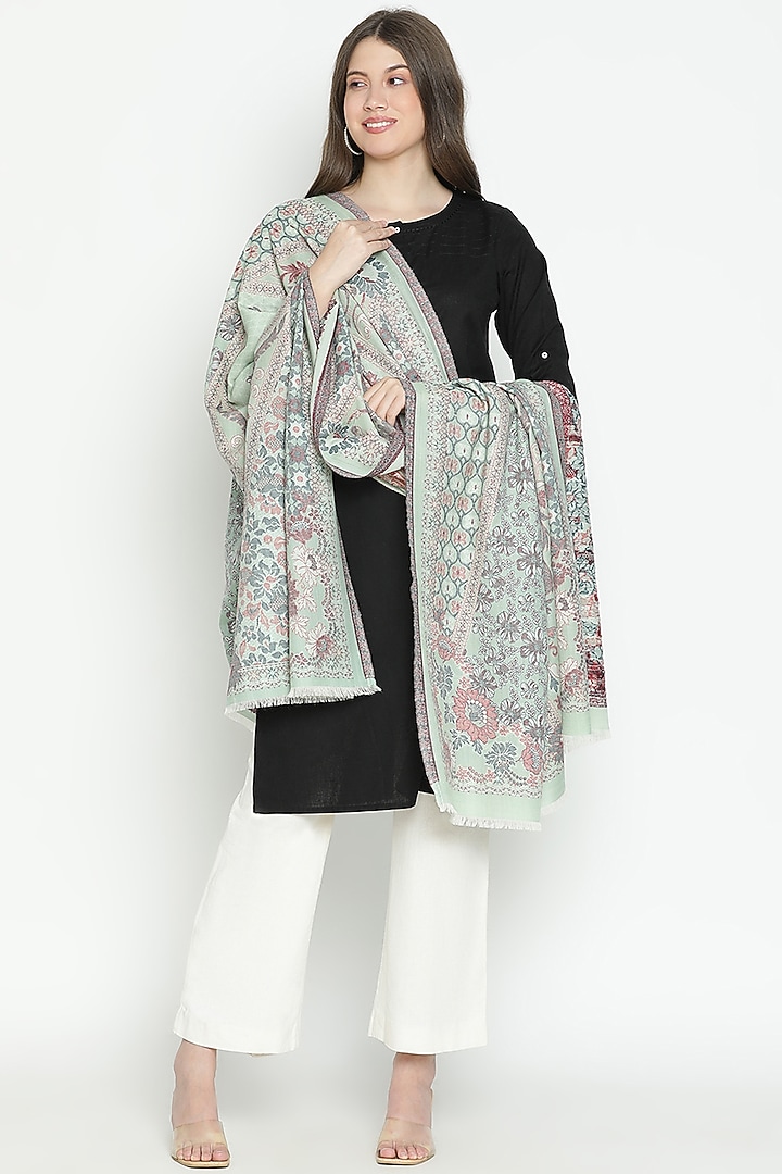 Sea Green Wool Shawl by Shingora at Pernia's Pop Up Shop