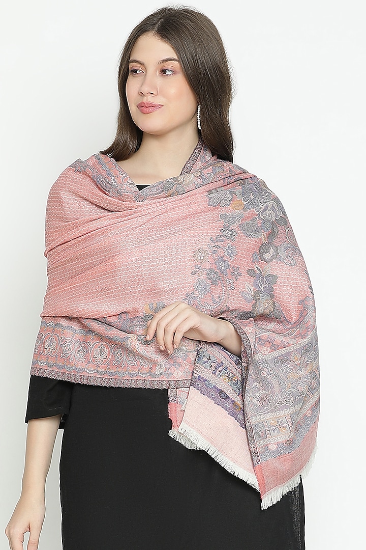 Peach Wool Shawl by Shingora at Pernia's Pop Up Shop