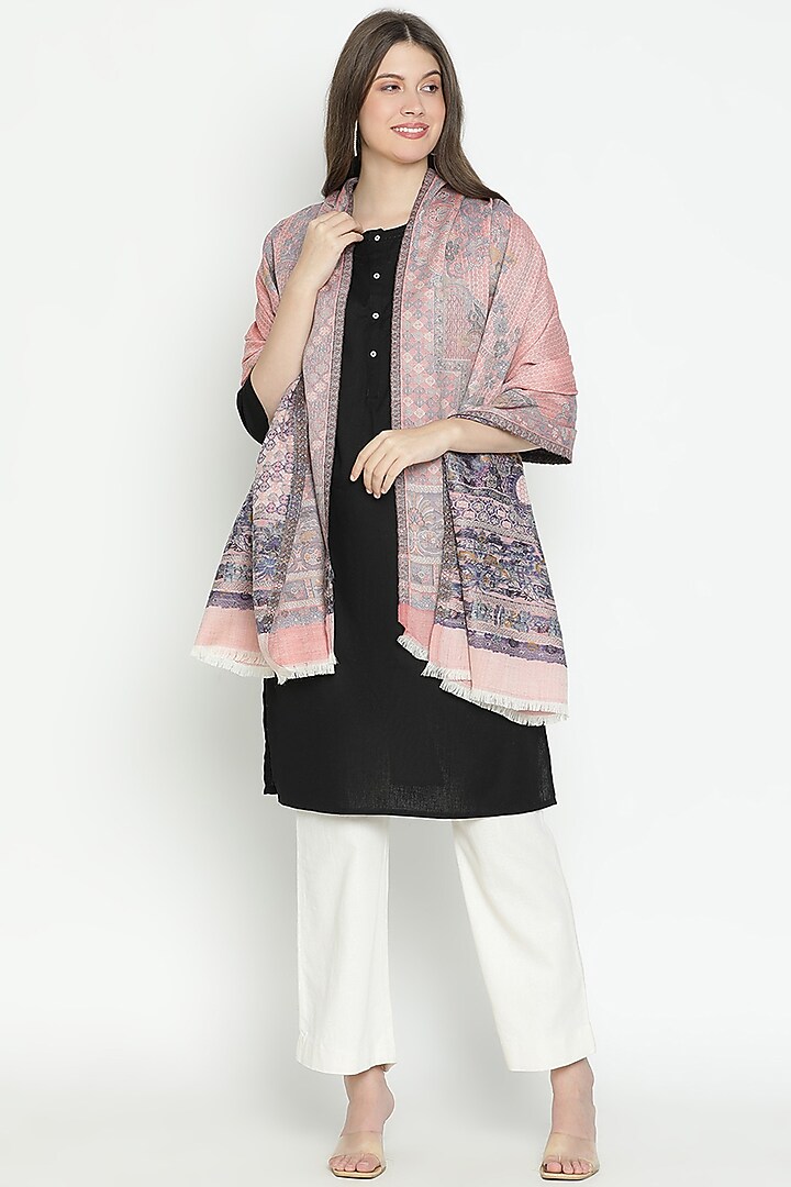 Peach Wool Shawl by Shingora at Pernia's Pop Up Shop