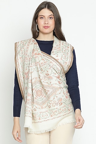 Off-White Wool Shawl by Shingora