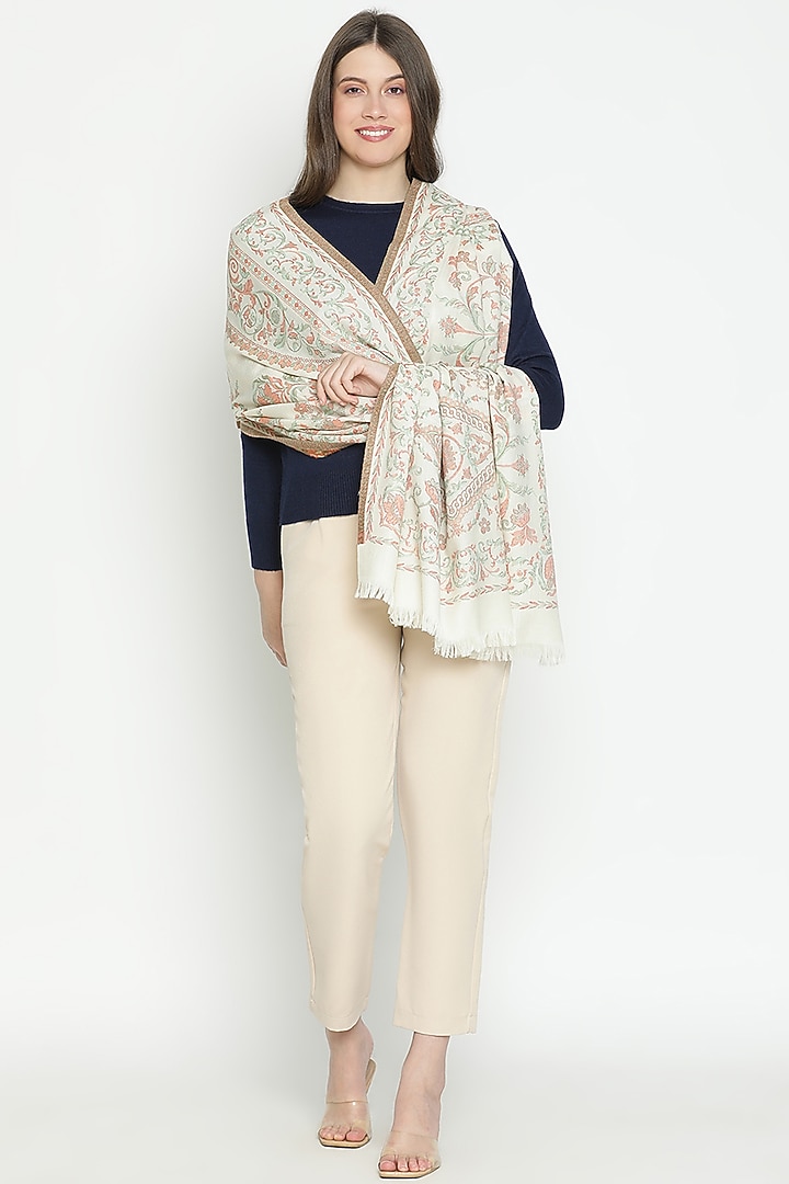Off-White Wool Shawl by Shingora at Pernia's Pop Up Shop
