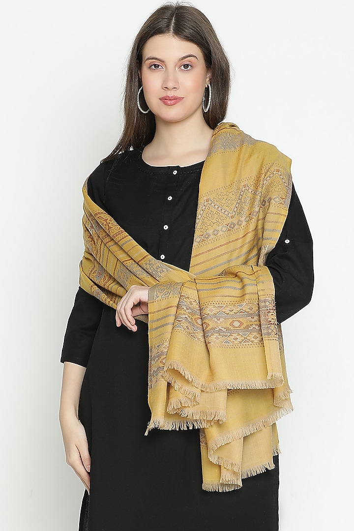 Mustard Wool Shawl by Shingora at Pernia's Pop Up Shop