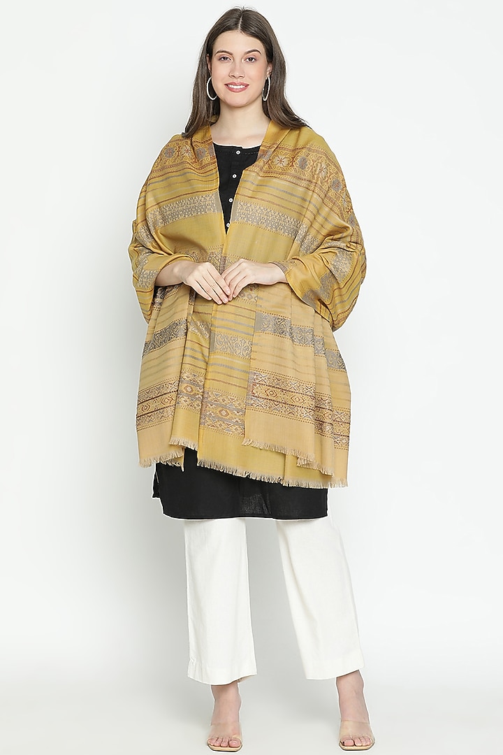 Mustard Wool Shawl by Shingora at Pernia's Pop Up Shop