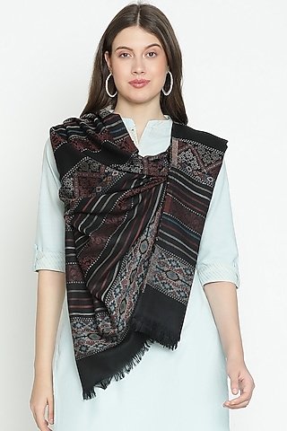 Black Wool Shawl by Shingora