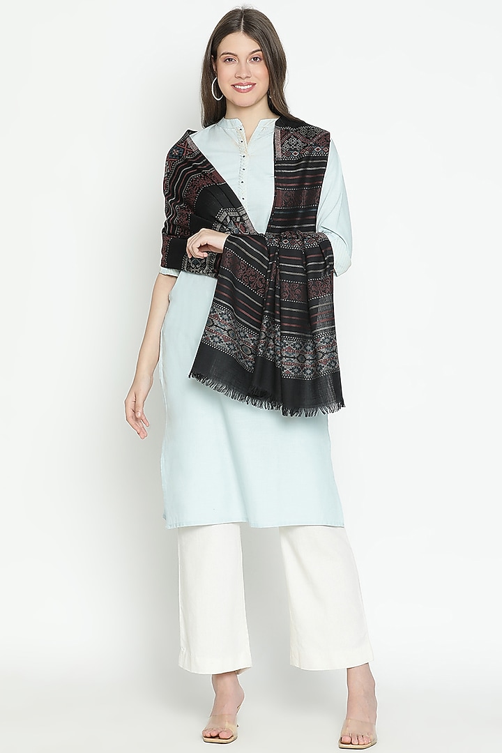 Black Wool Shawl by Shingora at Pernia's Pop Up Shop