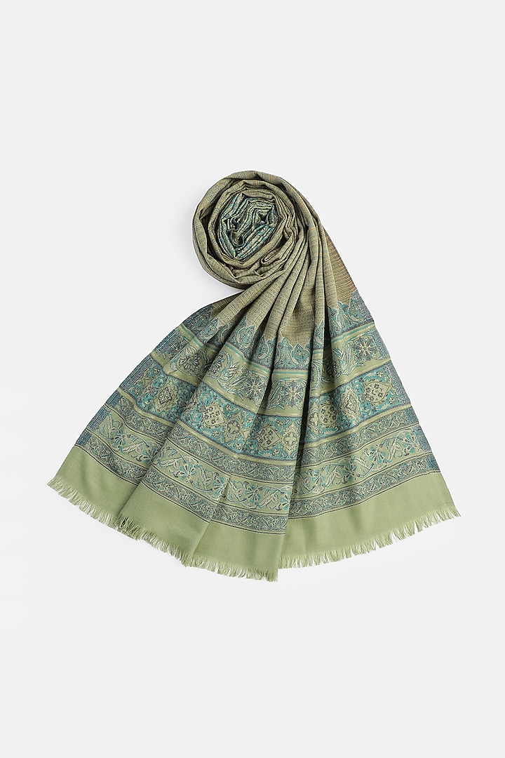 Mehandi Wool & Lurex Shawl by Shingora at Pernia's Pop Up Shop
