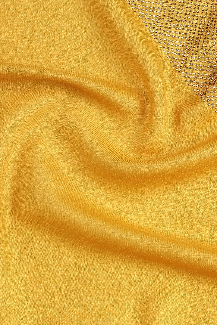 Mustard Wool Swarovski Embroidered Shawl by Shingora at Pernia's Pop Up Shop