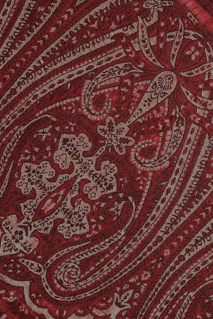 Maroon Wool Lurex Jacquard Shawl by Shingora at Pernia's Pop Up Shop