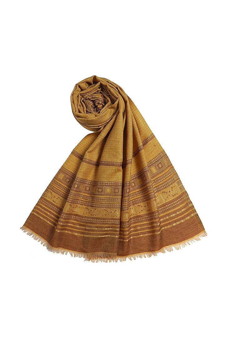 Yellow Wool Lurex Jacquard Shawl by Shingora at Pernia's Pop Up Shop