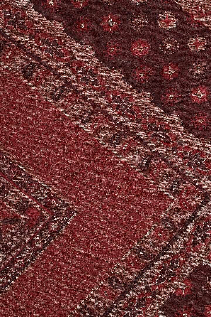 Maroon Wool Metallic Jacquard Shawl by Shingora at Pernia's Pop Up Shop