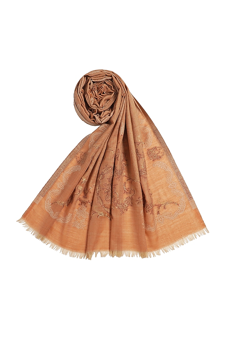 Red Wool Lurex Jacquard Shawl by Shingora at Pernia's Pop Up Shop
