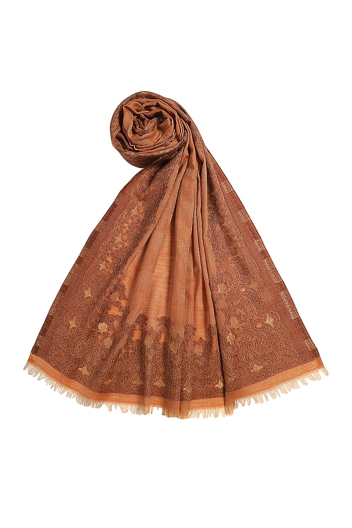 Red Pure Wool Jacquard Shawl by Shingora at Pernia's Pop Up Shop