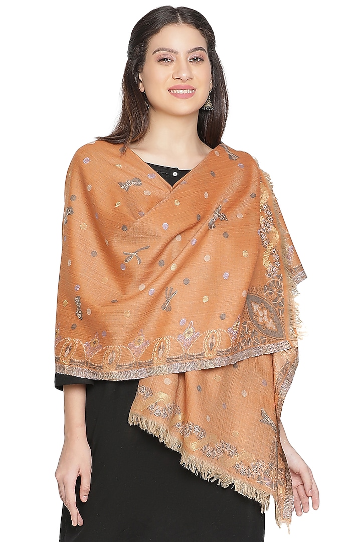 Red Viscose Lurex Jacquard Shawl by Shingora at Pernia's Pop Up Shop