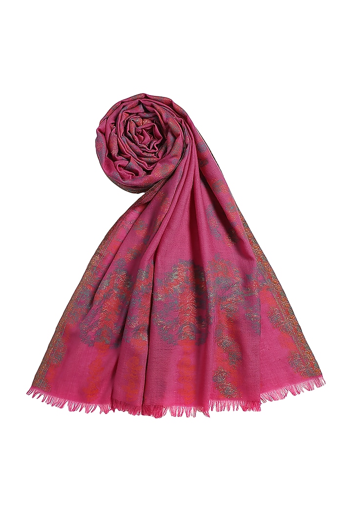 Pink Viscose Lurex Jacquard Shawl by Shingora at Pernia's Pop Up Shop
