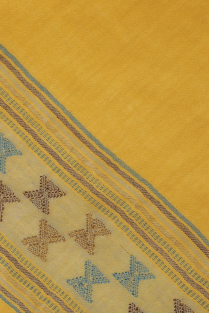 Yellow Metallic Wool Dobby Shawl by Shingora at Pernia's Pop Up Shop