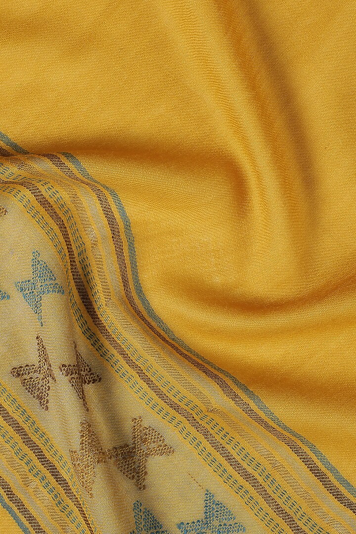 Yellow Metallic Wool Dobby Shawl by Shingora at Pernia's Pop Up Shop