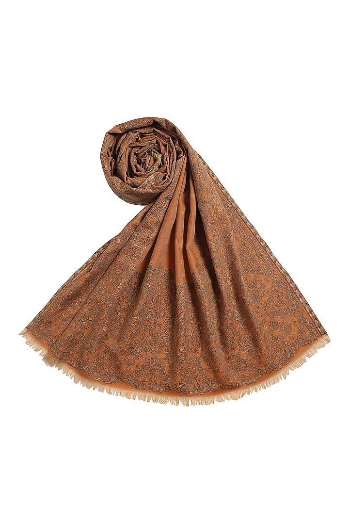 Red Wool Lurex Metallic Kani Shawl by Shingora at Pernia's Pop Up Shop