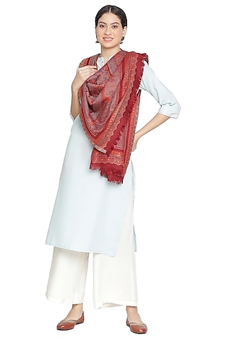 Beige Pashmina Shawl Design by Gaurav Katta at Pernia's Pop Up