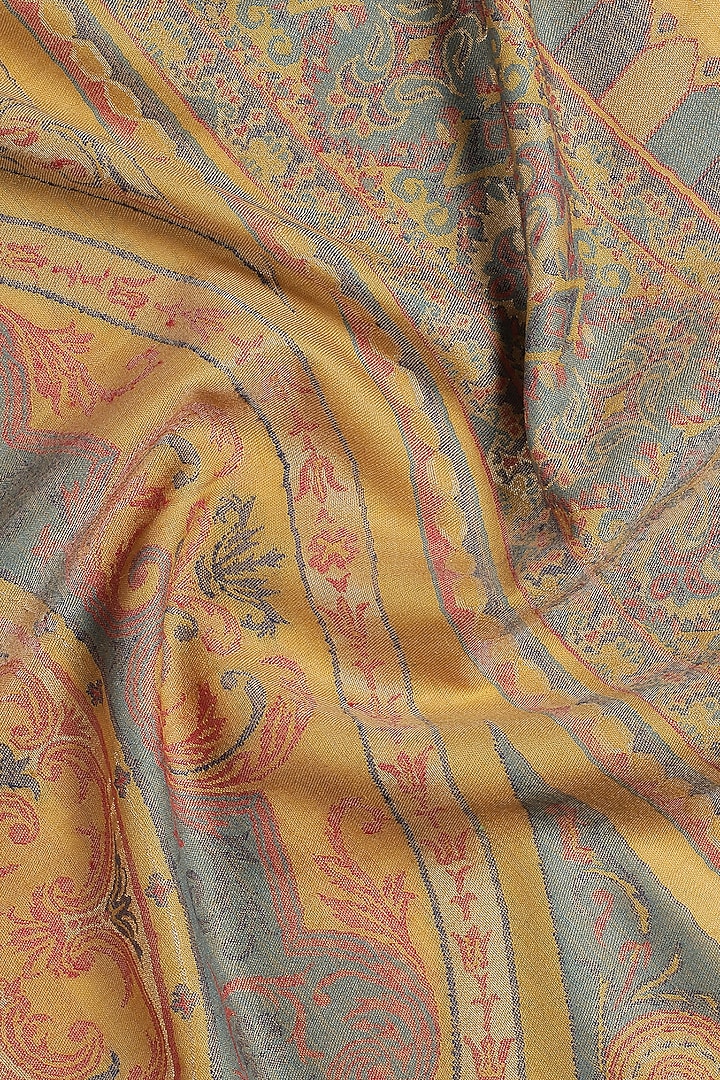 Yellow Metallic Wool Handcrafted Shawl by Shingora at Pernia's Pop Up Shop