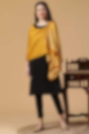 Yellow Wool Lurex Dobby Shawl by Shingora at Pernia's Pop Up Shop