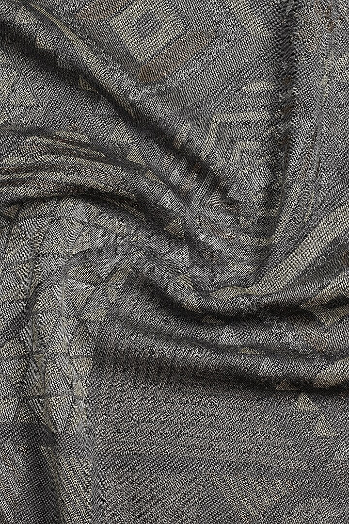 Grey Wool Lurex Jacquard Shawl by Shingora at Pernia's Pop Up Shop