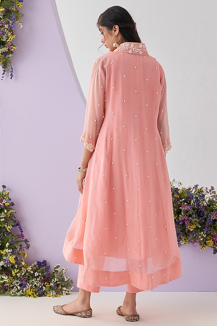 Pink Organza Embroidered Kurta Set by Shipraa Grover at Pernia's Pop Up Shop